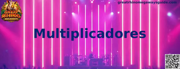 Explicación visual de Multiplicadores en Great Rhino Megaways